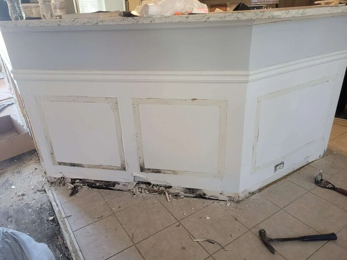 Water damage and mold on kitchen during Storm Damage Restoration in Wilson